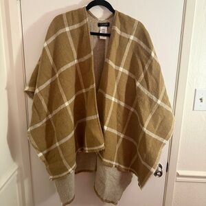 Lauren Ralph Lauren Brown Beige Ivory Plaid Shawl One Size
